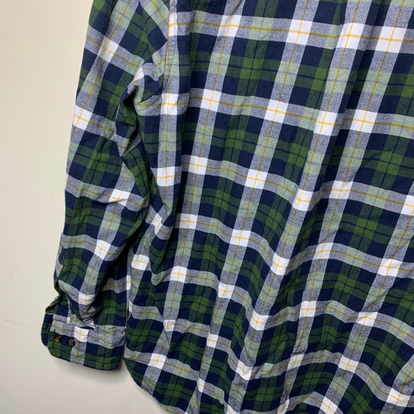 Saddlebred Flannel Button Down Shirt Green Yellow - Picture 11 of 12